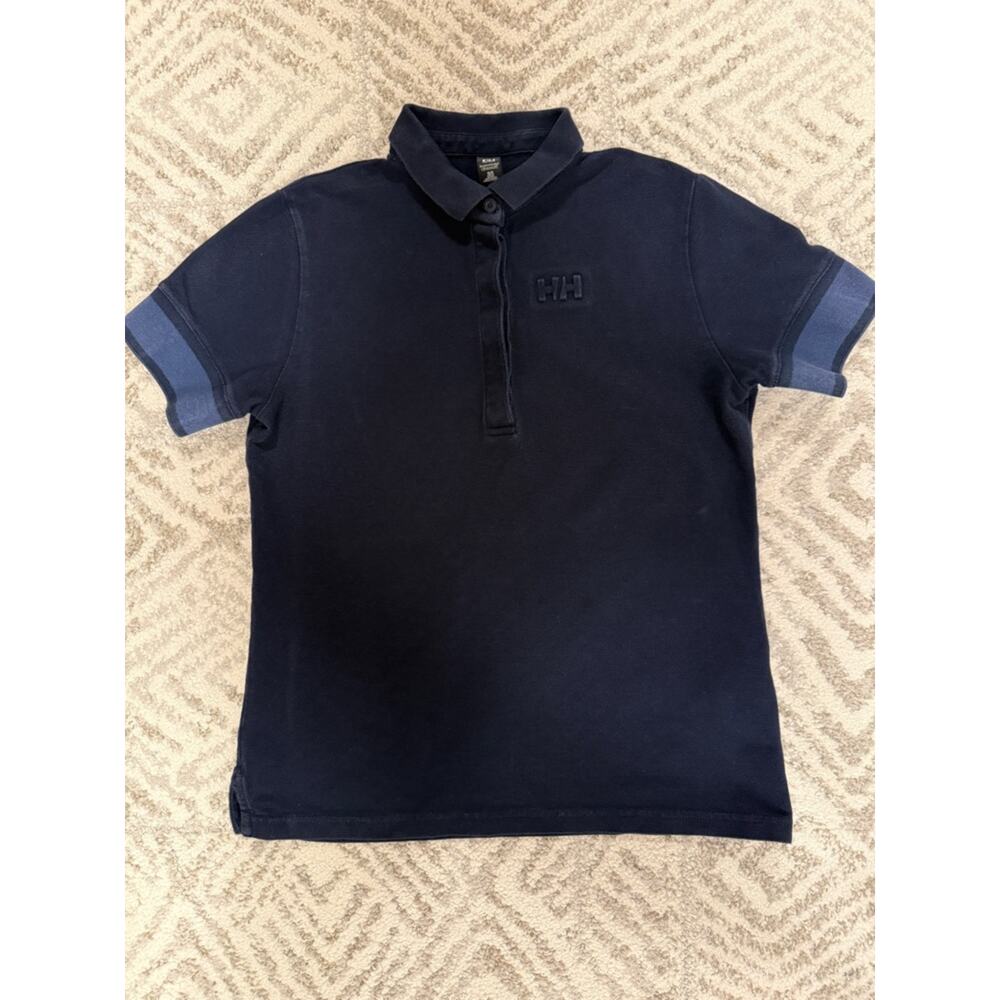 Helly Hansen Navy Blue 100% Organic Cotton Polo Shirt - Size Medium